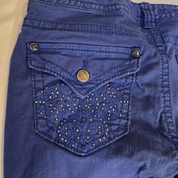 Nine West Blue Capri Pants – Stylish, Bold & Comfy With Rhinestone Pockets S 12 - Picture 4 of 4